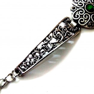TIMELESS Green - Silver Oxidized Bracelet Wristlet Wristband Bangle Band Jewelry